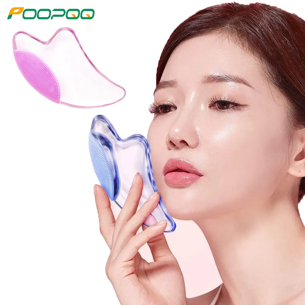 

1 PCS Professional 2 & 1 Crystal Gua Sha Body Massage Tool, Face Slimming Massager, Facial Cleansing Tool, Transparent Blue Pink