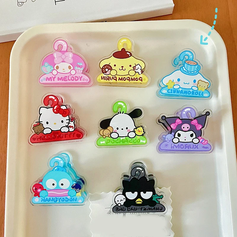 

Kawaii Hello Kitty Cinnamoroll Kuromi My Melody полипропиленовый зажим милые студенческие канцелярские товары мультяшный акриловый зажим