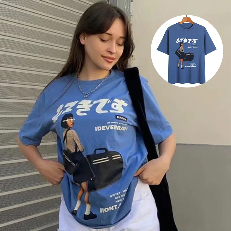 

Summer Hip hop Street Harajuku T Shirt Girl Japanese Kanji Printed Tshirt Men‘s Casual Short Sleeve 100%Cotton Oversized T-Shirt