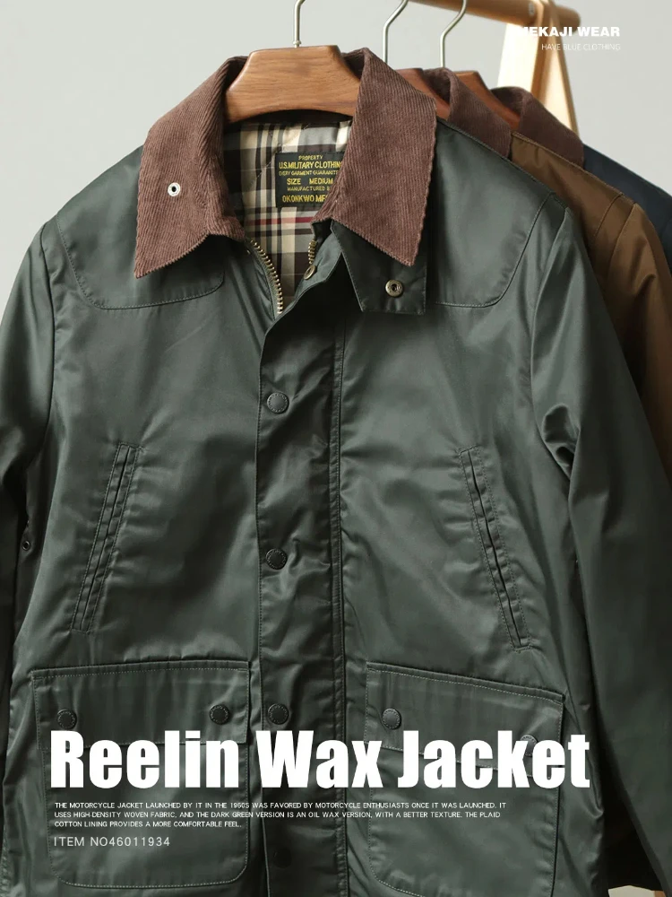 4601 # Осенне-зимняя новая американская ретро восковая куртка Reelin мужская простая