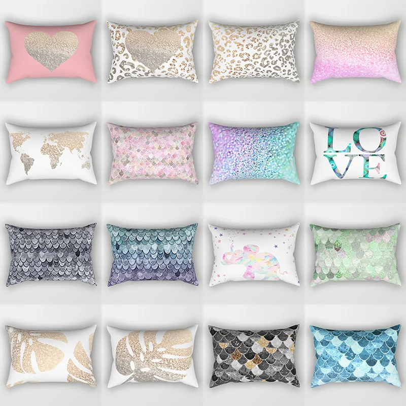 

Красивые разноцветные наволочки в форме розового сердца, Короткие Плюшевые прямоугольные маленькие наволочки, размер 50 см на 30 см