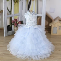 luxury costume handmade dog clothes pet supplies trailing wedding dress embroidery chinese style gown party holiday photography