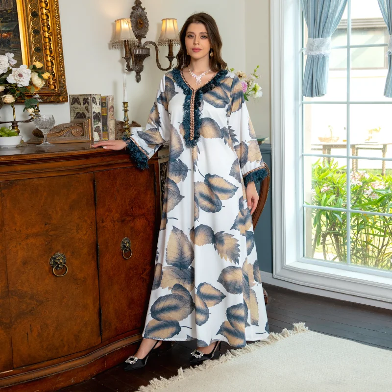 Turkey Muslim Abaya Women Maxi Dress Feather Kimono Elbise Morocco Kaftan Long Party Dresses Ramadan Vestidos Arabic Islamic