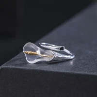 chinese style 925 sterling silver retro white crystal flower ring female calla lily adjustable open finger ring jewelry jz032