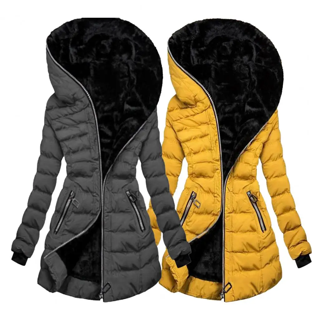 Fabulous Women Coat Cardigan All Match Elastic Cuff Quilted Lady Coat  Wear-resistant Winter Overcoat for Work