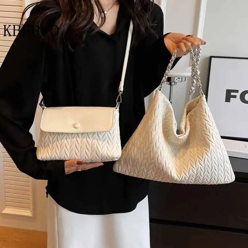 High-end Korean Style Commuter Pleated Bag Women's Large Capacity 2023 Brand New Fashion Fashion Simple Chain Shoulder Bags