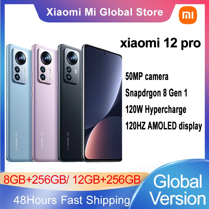 

Global Version Xiaomi 12 Pro Smartphone 8GB 256GB/ 12GB 256GB Snapdragon 8 gen 1 Octa Core 6.73inch 120Hz 4600mAh 120W Mi 12Pro