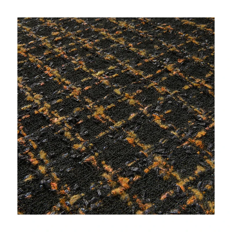 Redraspberry Италия Золотая клетчатая твидовая ткань материал одежды осенняя Женская