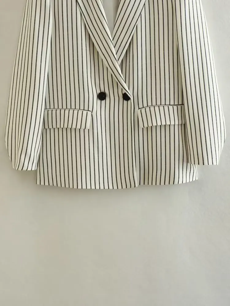 Dave&Di British Ladies Vintage Fashion Boyfriend Stripe Blazer Women Casual Jacket