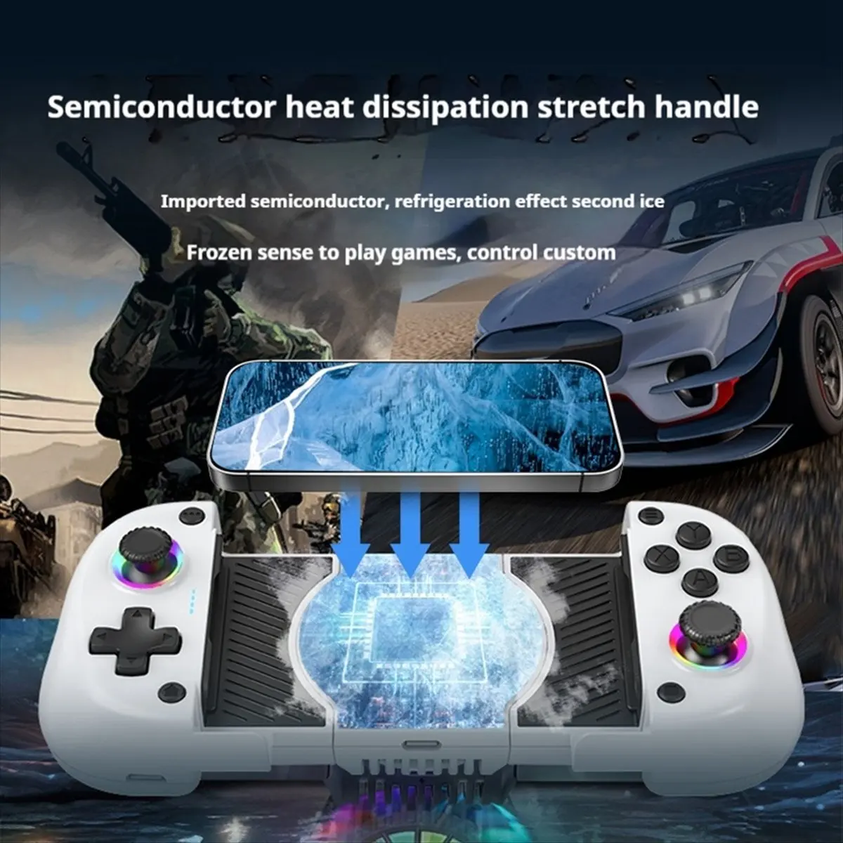 Фото Беспроводной игровой контроллер goodDT X5mini для мобильных телефонов с охлаждающим вентилятором, Bluetooth, растягивающийся гей №4