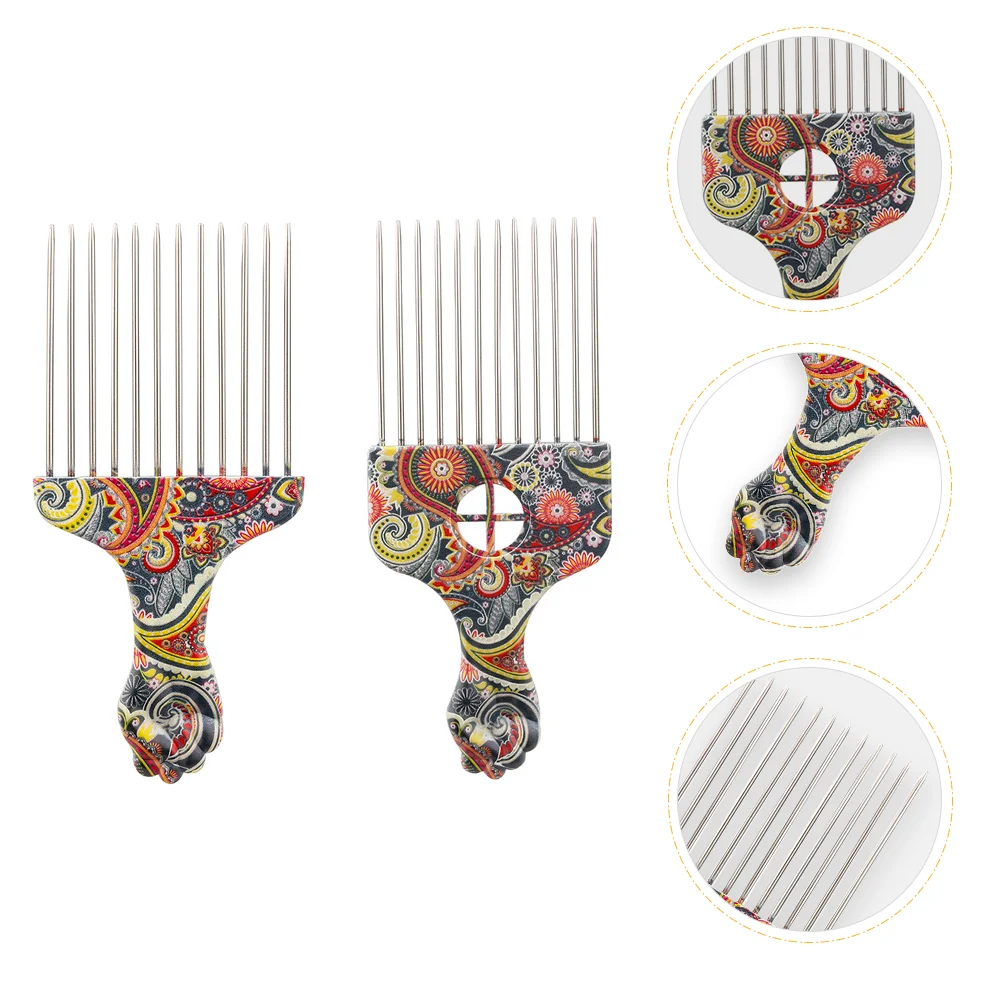 

2pcs 3 Pieces Smooth Hair Pick Comb Metal Picks for Hair Afro Hair Pick Comb Hair Picks for Curly Hair