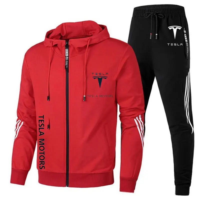 Men's Luxury Reflective Design Tracksuit Man Zipper Hoodies Male Sport Sweatshirt+Sweatpants Suit 2Pcs Warm Jacket Sets Outwear