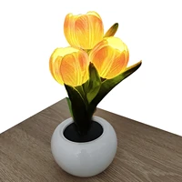 led flower pot light tabletop tulip lights fake bouquet desk lights for home decor romantic night lamp party wedding desktop