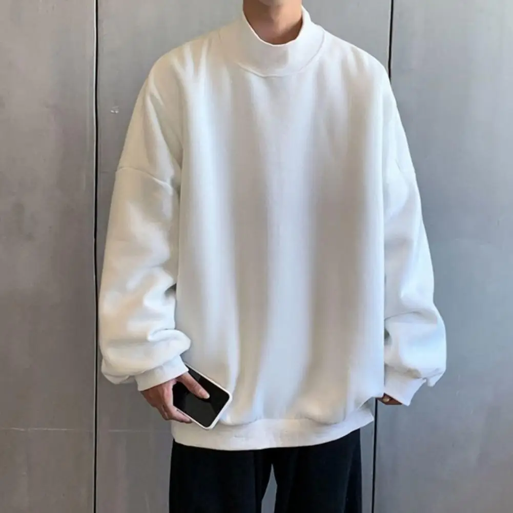 

Trendy Male Sweatshirt Long Sleeves Temperament Men Pullover Relaxed Fit Good Touch Sweatshirt