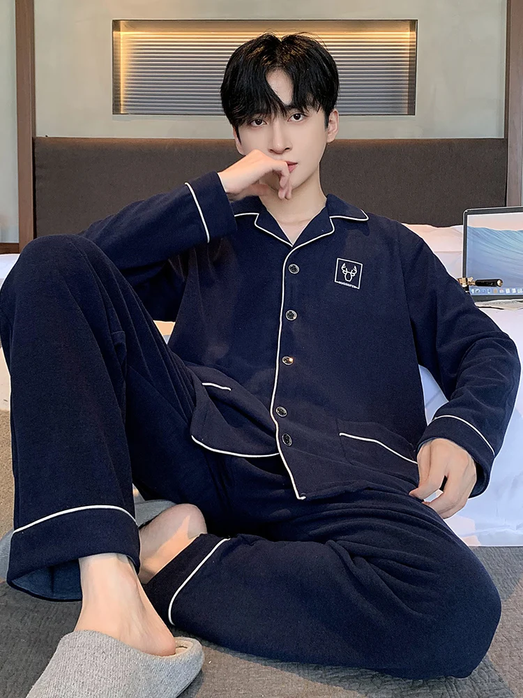 Мужские пижамы мужская зима 2024 новинка тонкий бархатный утягивающий дралон