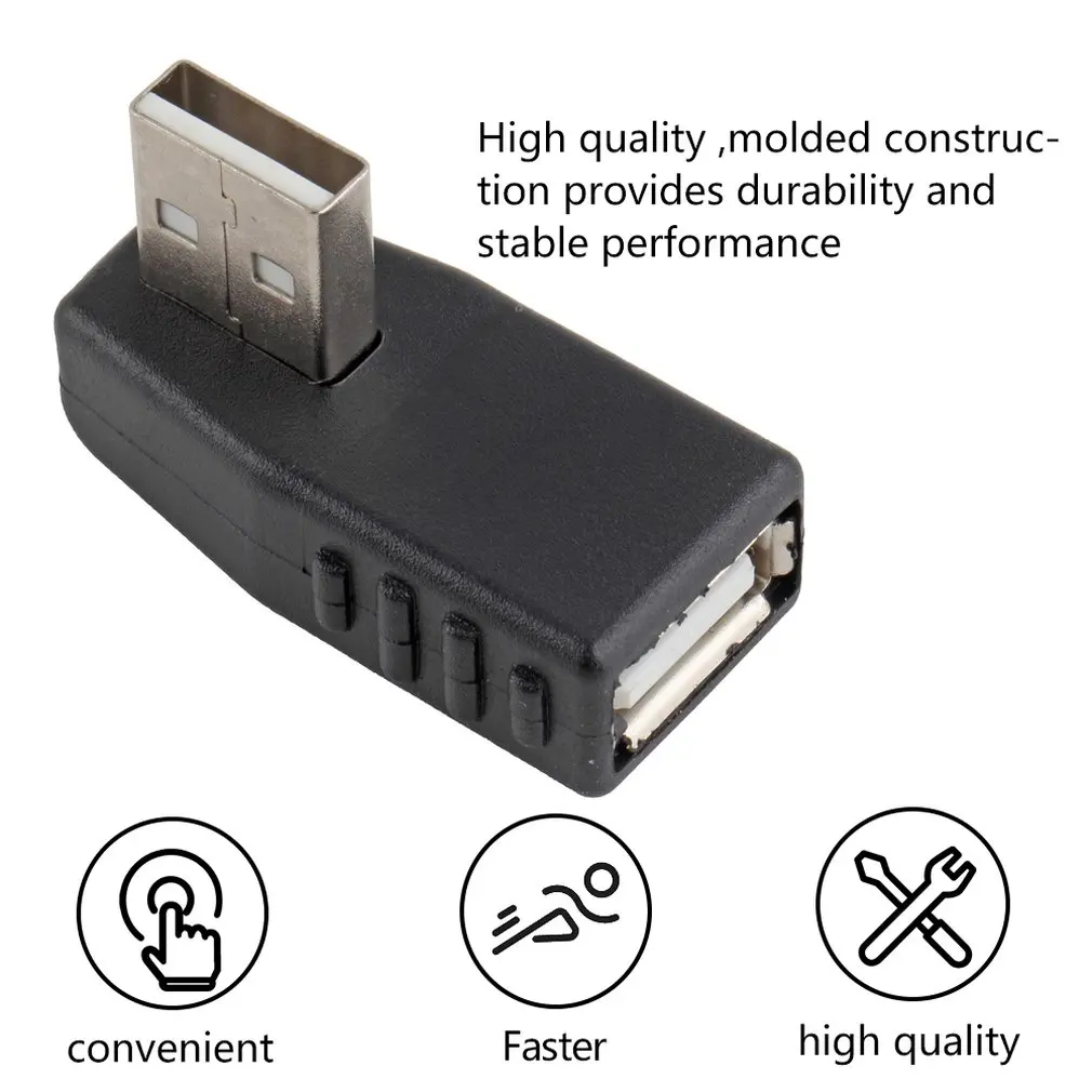 

Left /right angle 90 degree USB 2.0 A Male Female Adapter Connecter for Laptop PC Durability and Stable Performance Easy to Work