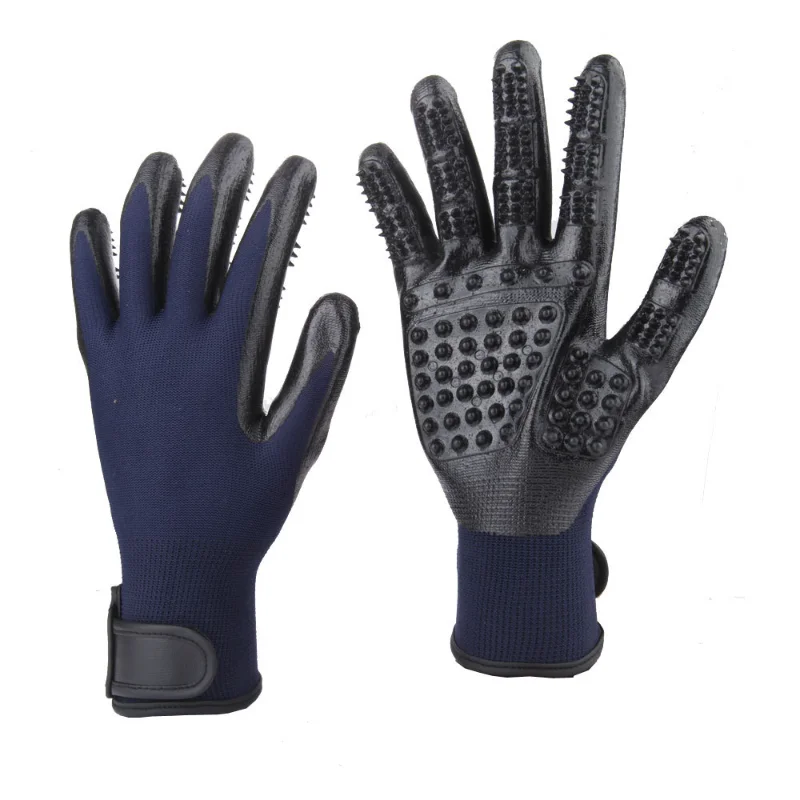 

Перчатки для груминга домашних животных, щетка для вычесывания шерсти собак и кошек, расческа из черной резины, перчатка на пять пальцев для...