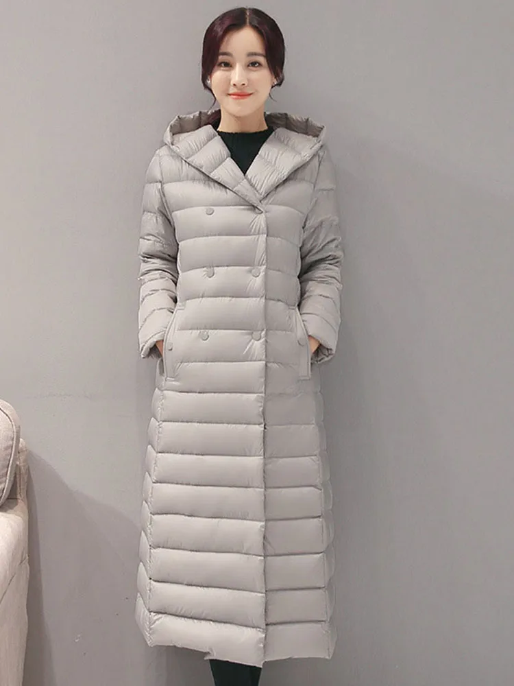 

Womans Ultra Light Down Cotton Jackets Slim Hooded Extra Long Lady Down Jackets Padded Coats Cotton Padded Jacket Parkas With Be