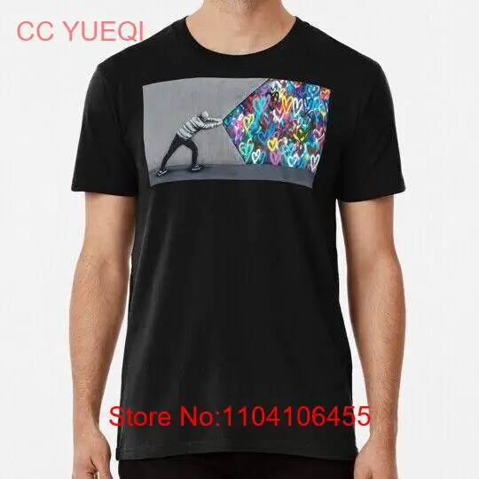 Behind Curtain Graffiti Hearts Spray Paint Art S to 5XL Made in USA T-Shirt