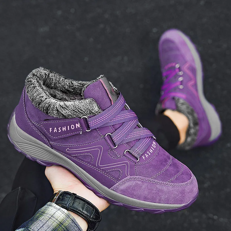 Winter Women's Boots Warm Plush Casual Walking Shoes High To Help Non-slip Hiking Shoe