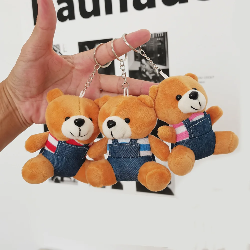 

2023 Hot 10cm Cute Bear Doll Pendant Cartoon Plush Stuffed Toy Bear Bouquet Cloth Doll Creative Teddy Bear Keychain Bag Pendant