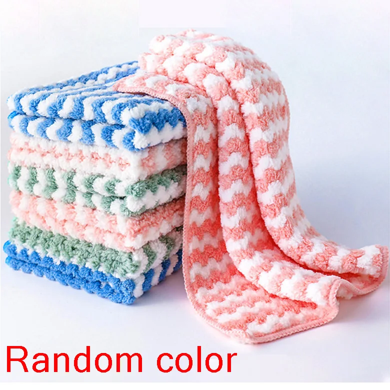 5 шт., коралловые микрофибровые салфетки для мытья посуды