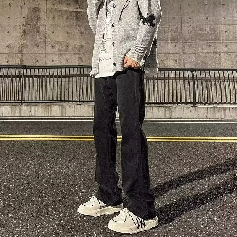 Уличная одежда в американском стиле мужские потертые прямые свободные джинсы