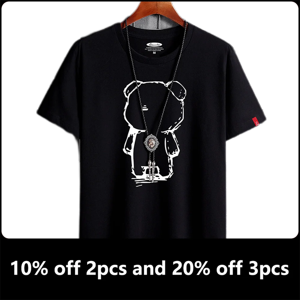 

Футболка мужская с коротким рукавом, брендовая трендовая хлопковая тенниска с рукавом до локтя, повседневная майка, лето