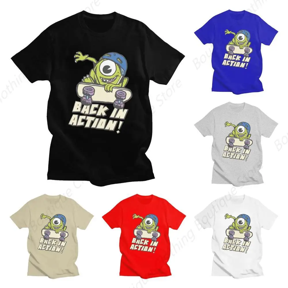 Men's Monsters University Mike Wazowski T Shirt Short Sleeved Cotton Tshirt Classic T-shirt Designer Back In Action Tees