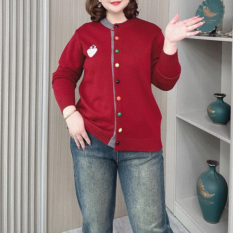 Женское блестящее пальто с длинным рукавом, Свободный вязаный кардиган, с круглым вырезом, цветные пуговицы, блестящее пальто, осень, зима, 2024