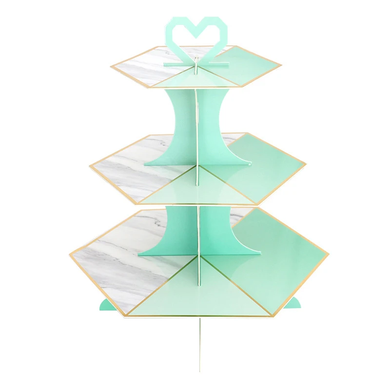 Luxury paper cake stand wedding event birthday party layout three-layer marble Phnom Penh dessert table tray decoration