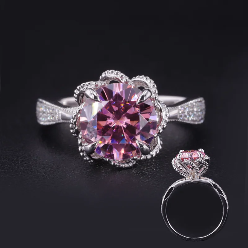 Кольцо с муассанитом женское обручальное круглое Ювелирное Украшение под заказ