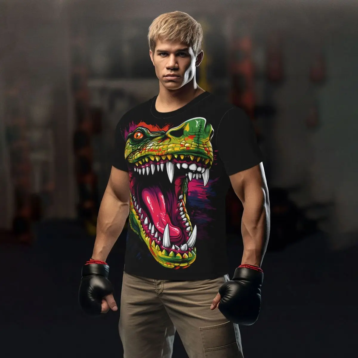 

Футболка мужская с принтом крокодила, потрясающая Спортивная быстросохнущая майка с принтом головы животного, топ оверсайз, лето