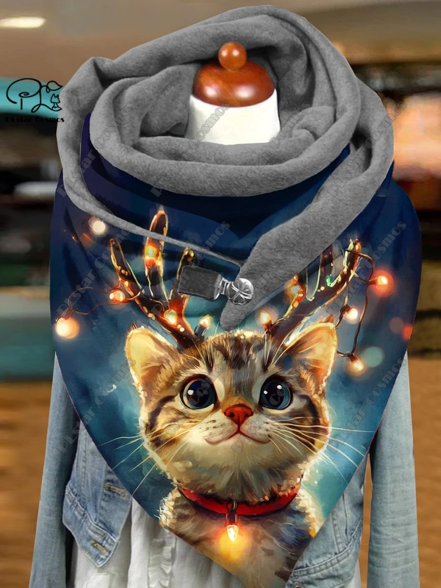 Новый теплый шарф с 3D принтом по индивидуальному заказу милый животный узор