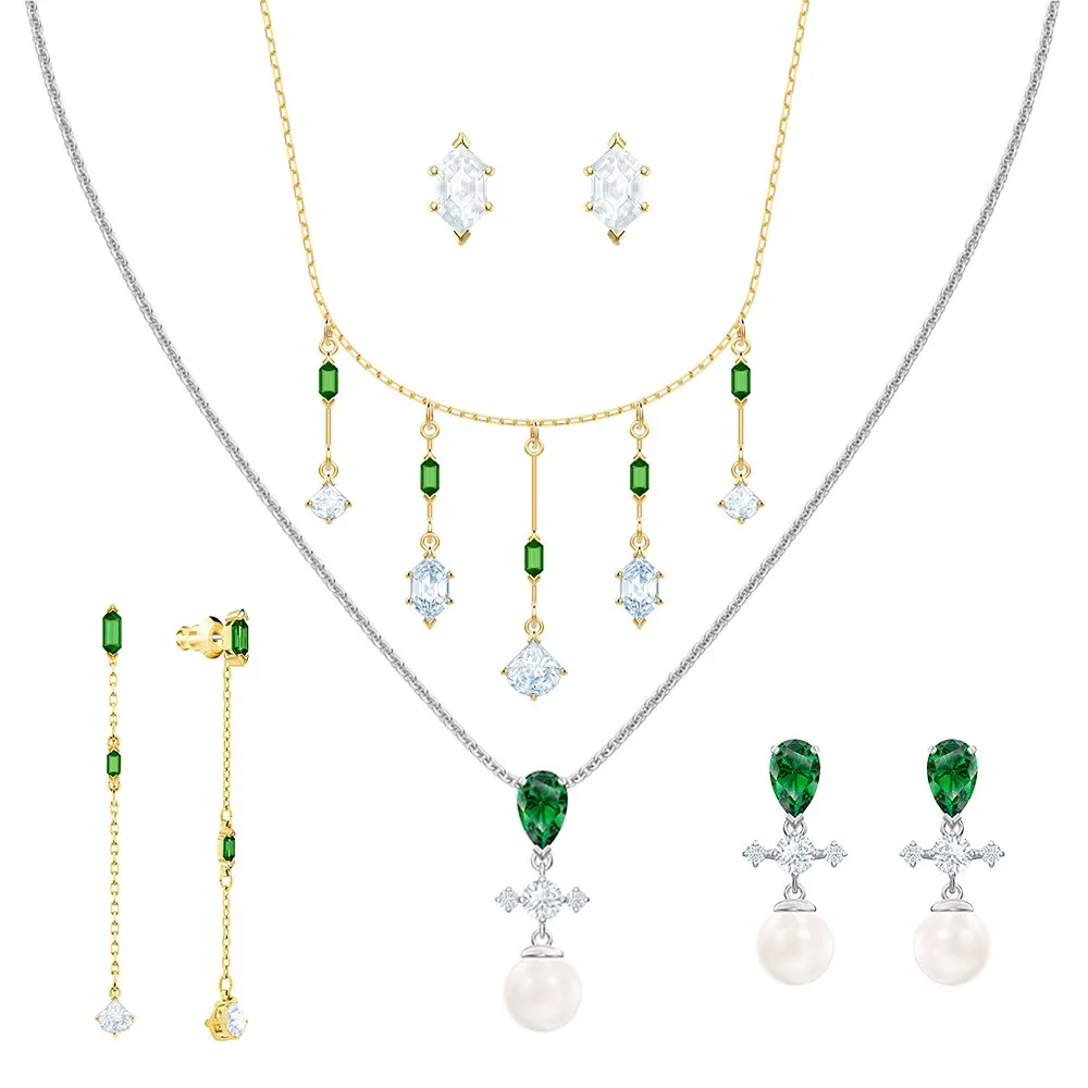 

Изысканная Новая серия PERFECTION женские стильные современные ювелирные изделия с зеленым кристаллом циркона для влюбленных на годовщину романтический подарок