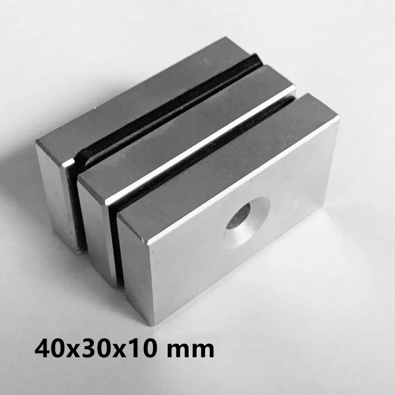 

1/2/5PCS 40x30x10 mm N35 Strong Neodymium Magnets Hole 5mm Block Permanent Magnet 40x30x10mm Magnetic Magnet sheet 40*30*10 mm