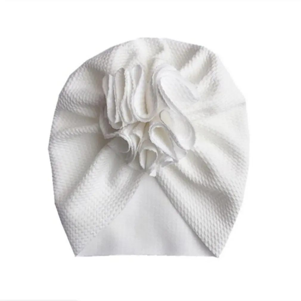 

Шапка-бини для новорожденных, однотонная, с оборками и цветами