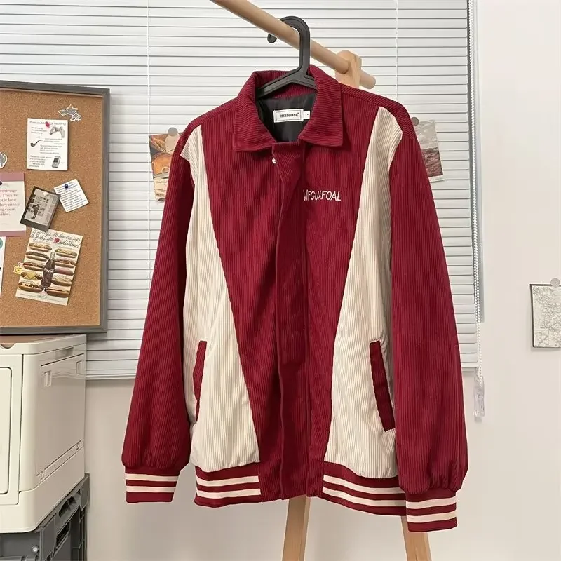 Винтажная вельветовая бейсболка с цветными блоками 2023 свитер свободная