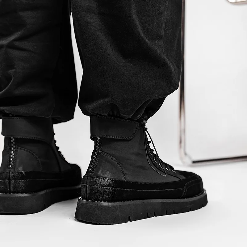 

Осенне-зимние парные модные Универсальные высокие ботинки, высокие ботинки для пар, мотоциклетные ботильоны, черные трендовые ботинки на толстой подошве