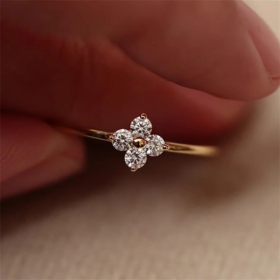Модное кольцо с цирконом в форме цветка для женщин и девушек свадебные украшения