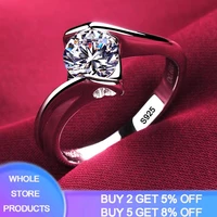 yanhui 100 original tibetan silver s925 0 75ct lab diamond ring for women party elegant wedding rings fashion jewelry gift r373