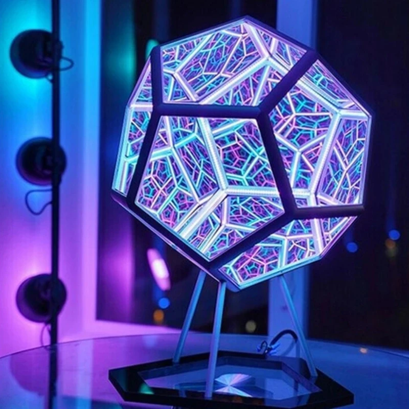 

Novelty Led Night Light Infinite Dodecahedron Color Art Lamp LED Infinity Mirror Creative Space Cool Art Night Lights Room Decor