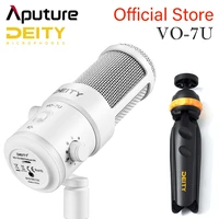 aputure deity vo 7u white black tripod kit usb dynamic podcast microphone with rgb lights for game podcast stream youtube