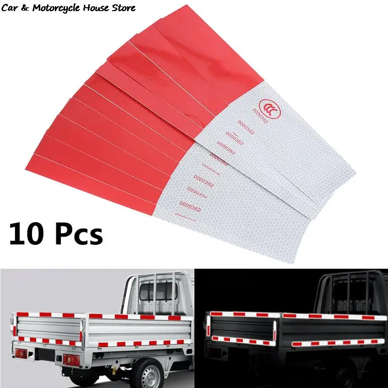 

10Pcs Car Truck Reflective Safety Tape Waterproof Night Warning Light Trailer Reflector Sticker 30*4.5cm