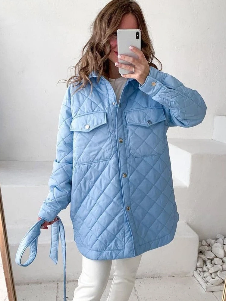

2022 Winter Warm Parkas Mid-long Coats For Women Cotton Padded Turn-down Collar Belt Down Coat Jackets Overcoats Female