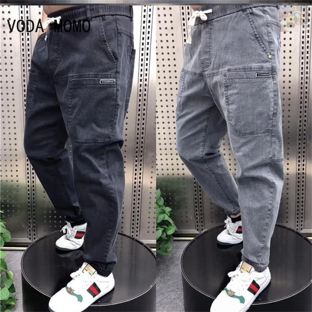 Frühling Sommer Schwarz Blau Fracht Jeans Männer Streetwear Denim Jogger Hosen Männer Baggy Harem Jean Hosen Harem Jean Hosen