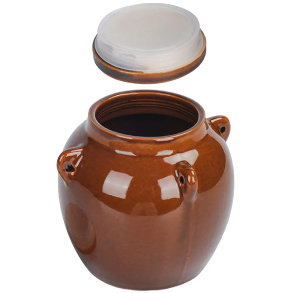 

Retro Ceramic Sturdy Fermenting Jar Kimchi Container Pickling Jar Dried Vegetable Jar for Restaurant Kitchen Dining Hall Home