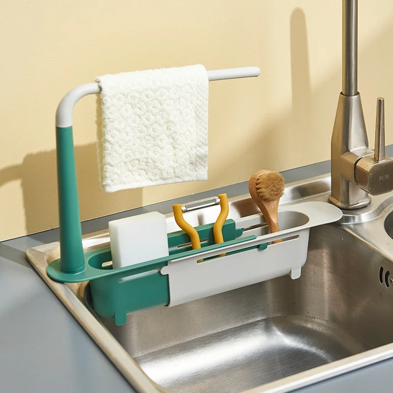 Kitchen Gadgets Telescopic Sink Shelf  Sinks Organizer Soap Sponge Holder Sink Drain Rack Storage Basket Kitchen Accessories