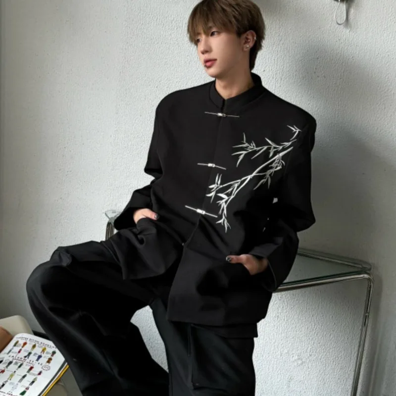 Блейзеры мужские повседневные с воротником-стойкой модный дизайн в китайском