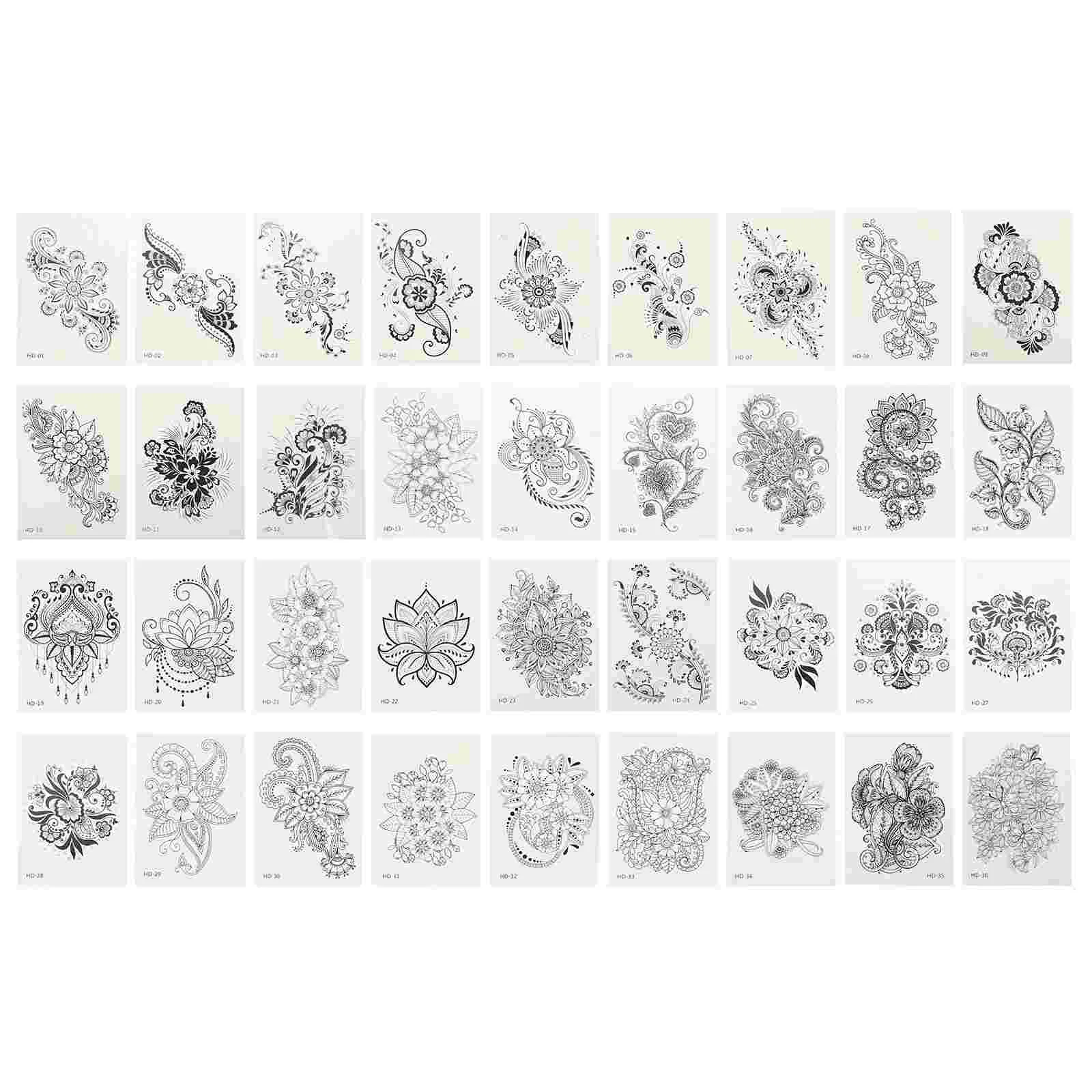 

36pcs Exquisite Tattooing Stickers Freshness Themed Body Stickers Temporary Decals (White)